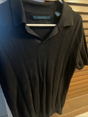 Perry Ellis Black Short Sleeve Knit Polo